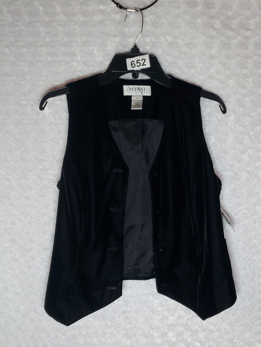 Alfani Black Velvet Open-Front Vest 12P